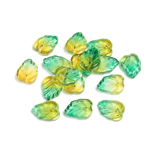 글래스 나뭇잎 13.5x10.5mm - 100개
