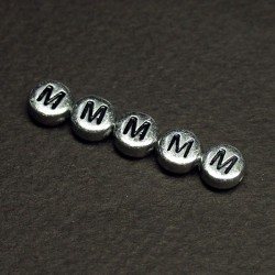 메탈릭납작라운드이니셜 7mm(M) - 100개
